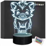 Lampka Nocna LED Z Imieniem Słodki Dzik dla Dzieci na Prezent Grawer