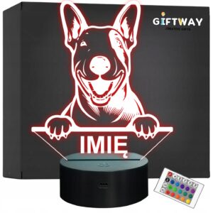 Lampka Nocna LED Bulterier Rasa Psa z Imieniem na Prezent