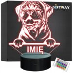 Lampka Nocna LED Dog z Bordeaux Rasa Psa z Imieniem na Prezent