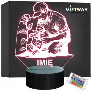 Lampka Nocna LED Imię Statuetka Zawód Ogrodnik na Prezent Grawer