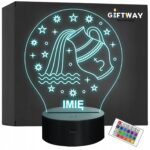 Lampka Nocna Wodnik LED Znak Zodiaku Horoskop z Imieniem Prezent Grawer
