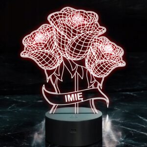 Lampka Nocna LED Róże Prezent na Walentynki Kwiaty Dowolny Napis Grawer