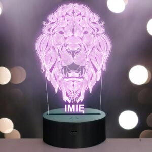 Lampka Nocna LED Lew Znak Zodiaku na Prezent z Imieniem