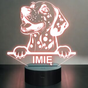 Lampka Nocna LED Dalmatyńczyk Rasa Psa z Imieniem na Prezent