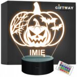 Lampka Nocna LED Imię Statuetka Halloween Straszna Dynia na Prezent Grawer