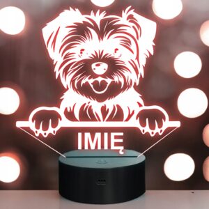 Lampka Nocna LED Morkie Rasa Psa z Imieniem na Prezent