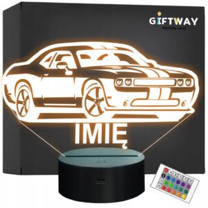 Lampka Nocna LED Imię Statuetka Samochód Auto Challenger na Prezent Grawer