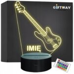 Lampka Nocna LED Imię Statuetka Gitara Basowa na Prezent Grawer v.2