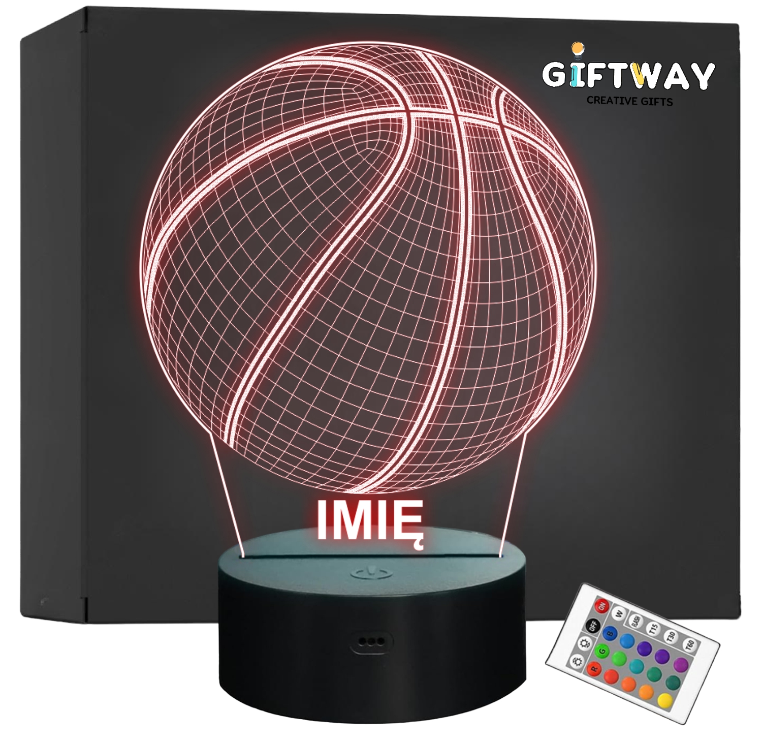 Lampka Nocna LED Piłka do Koszykówki Kosza z Imieniem Prezent Grawer Lampka Nocna LED Piłka do Koszykówki Kosza z Imieniem Prezent Grawer