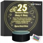 Lampka Nocna LED Statuetka Pamiątka 25 Rocznica Ślubu Prezent Grawer