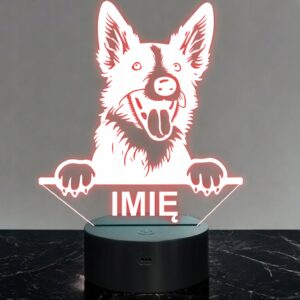 Lampka Nocna LED Szpic wilczy Rasa Psa z Imieniem na Prezent