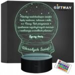 Lampka Nocna LED Statuetka Święta Boże Narodzenie Kula na Prezent Grawer