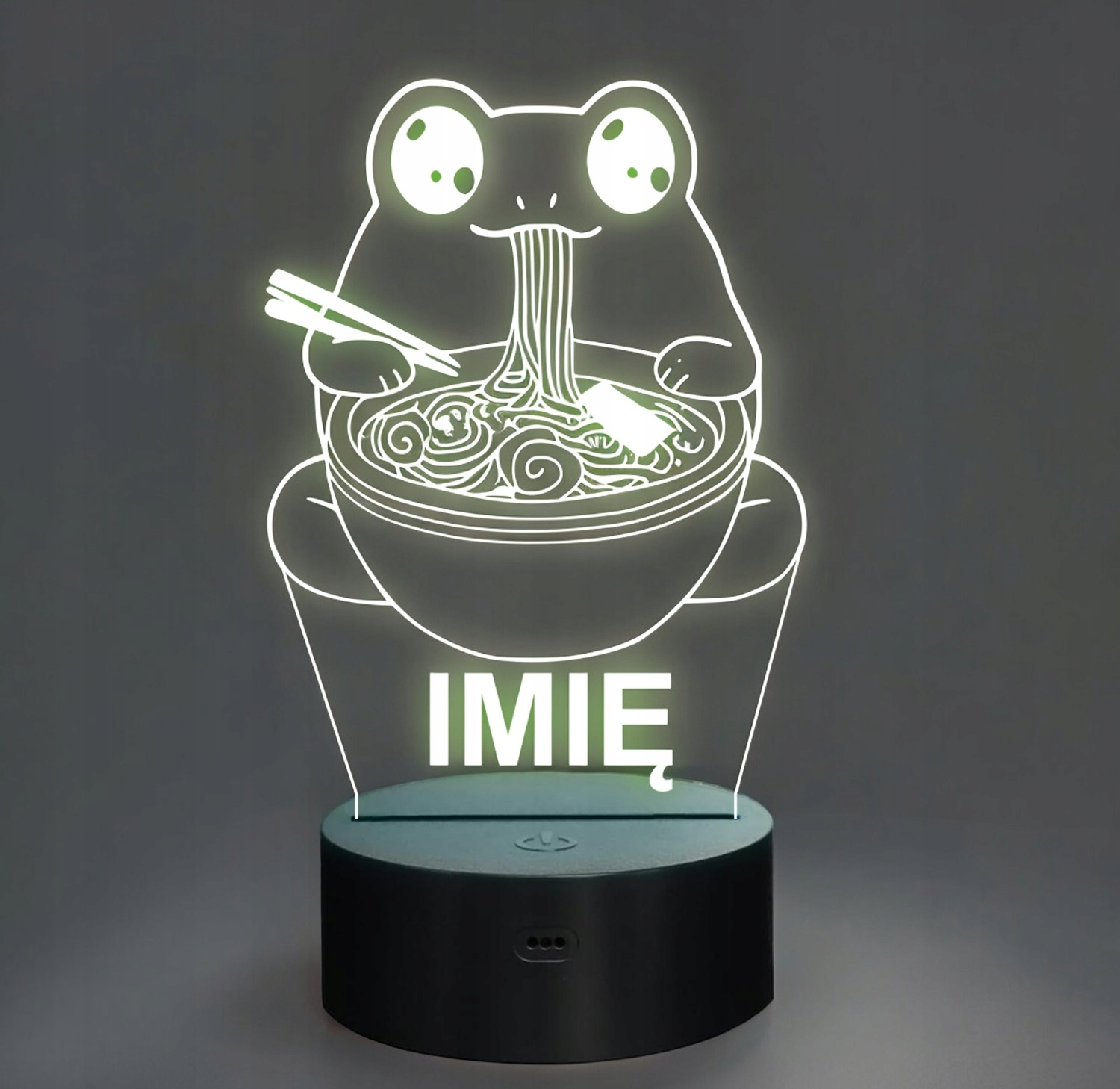 Lampka Nocna LED Imię Słodka Żabka Jedząca Ramen Anime Prezent Grawer Lampka Nocna LED Imię Słodka Żabka Jedząca Ramen Anime Prezent Grawer