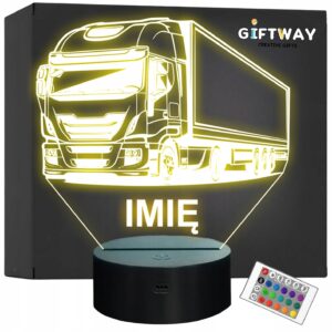 Lampka Nocna LED Imię Statuetka Ciężarówka Tir na Prezent Grawer v.1