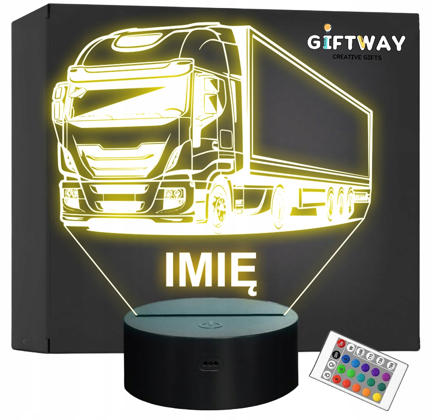 Lampka Nocna LED Imię Statuetka Ciężarówka Tir na Prezent Grawer v.1 Lampka Nocna LED Imię Statuetka Ciężarówka Tir na Prezent Grawer v.1