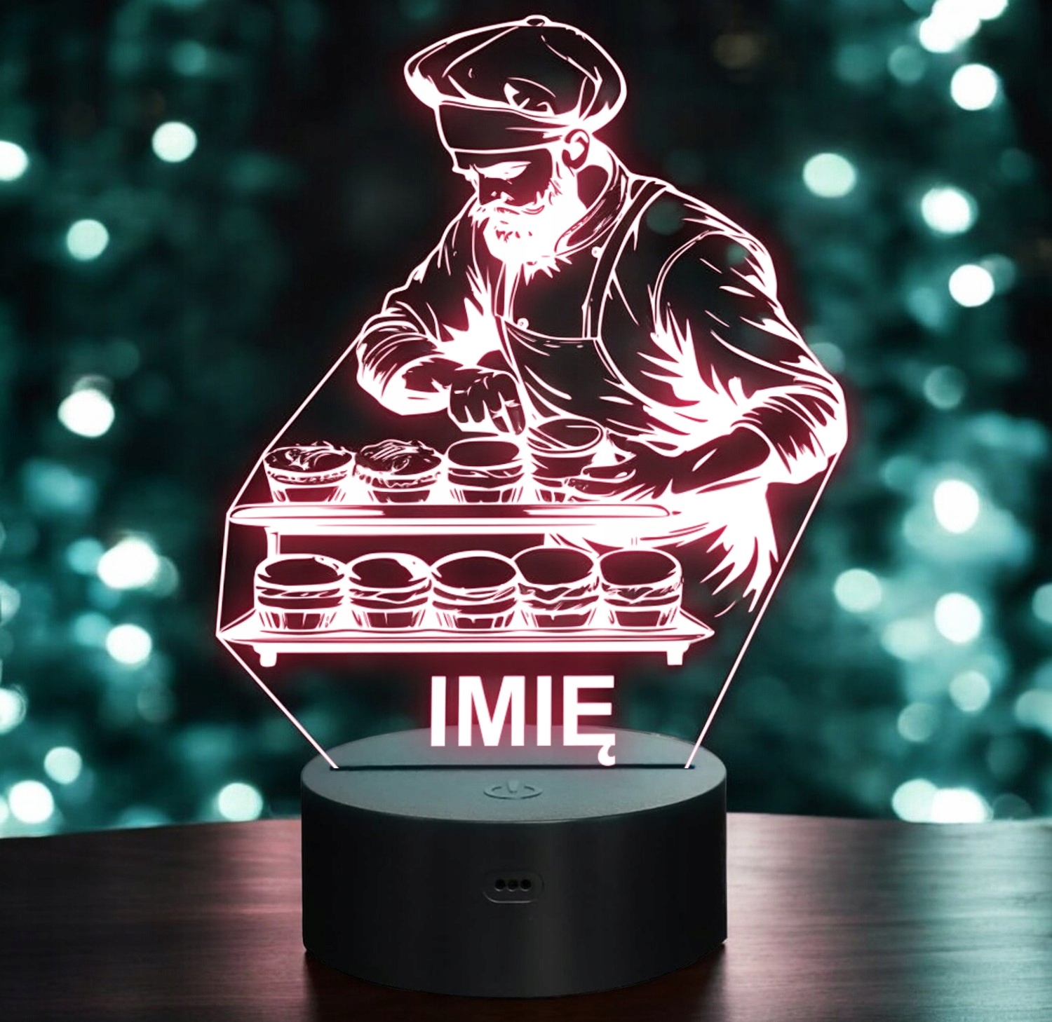 Lampka Nocna LED Imię Statuetka Zawód Piekarzna Prezent Grawer Lampka Nocna LED Imię Statuetka Zawód Piekarzna Prezent Grawer