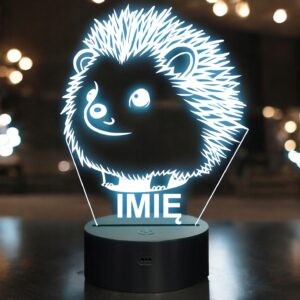Lampka Nocna LED Z Imieniem Słodki Jeż Jeżyk dla Dzieci na Prezent