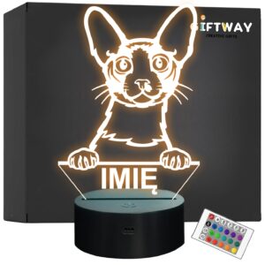 Lampka Nocna LED Cornish Rex Rasa Kota z Imieniem na Prezent