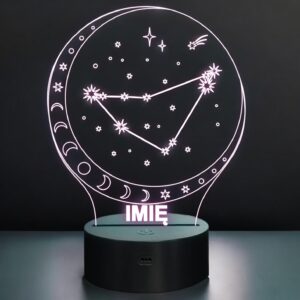 Lampka Nocna LED Koziorożec Znak Zodiaku Horoskop z Imieniem Prezent Grawer