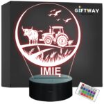 Lampka Nocna LED Imię Statuetka Traktor Rolnik na Prezent Grawer v.4