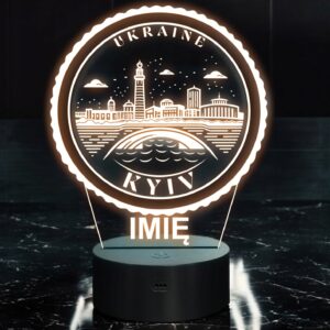 Lampka Nocna LED Statuetka Miasto Kyiv Kijów Ukraina na Prezent Grawer