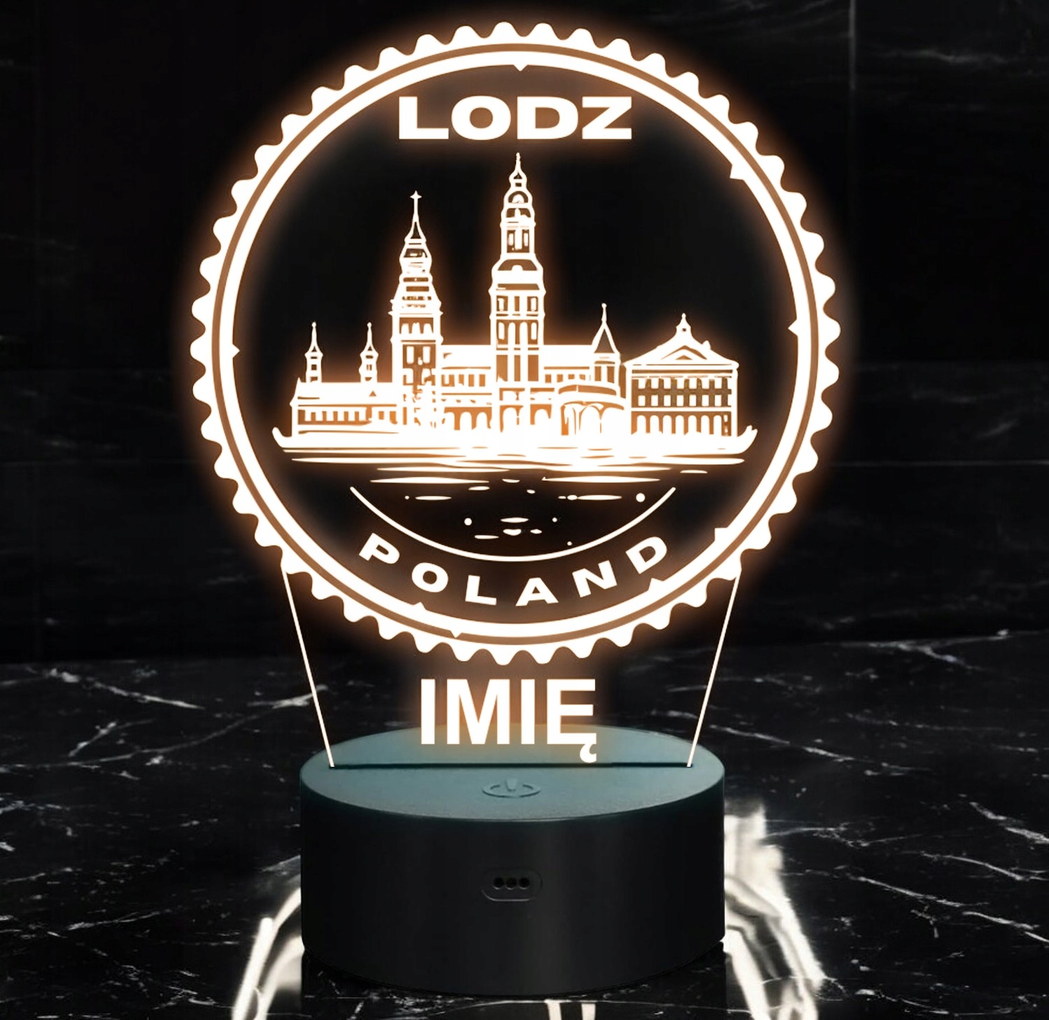 Lampka Nocna LED Statuetka Podróże Miasto Łódź Polska na Prezent Grawer Lampka Nocna LED Statuetka Podróże Miasto Łódź Polska na Prezent Grawer