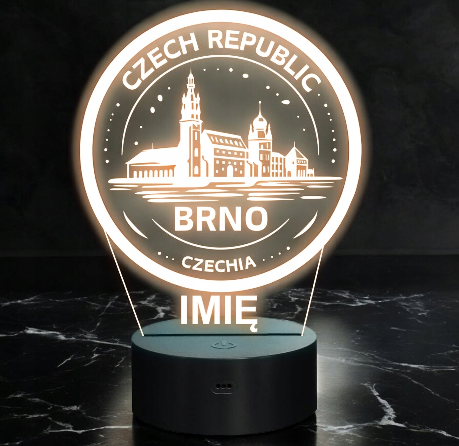 Lampka Nocna LED Statuetka Miasto Podróże Brno Czechy na Prezent Grawer Lampka Nocna LED Statuetka Miasto Podróże Brno Czechy na Prezent Grawer