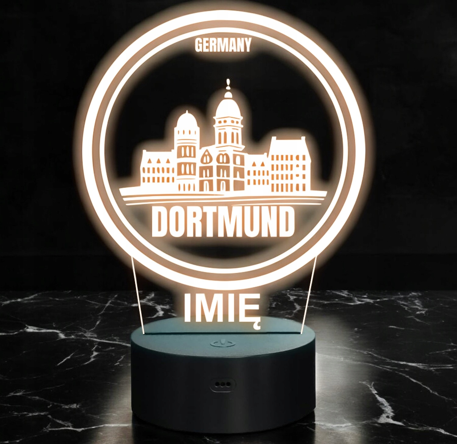 Lampka Nocna LED Statuetka Podróże Miasto Dortmund Niemcy na Prezent Grawer Lampka Nocna LED Statuetka Podróże Miasto Dortmund Niemcy na Prezent Grawer