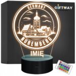Lampka Nocna LED Statuetka Podróże Miasto Nuremberg Niemcy Prezent Grawer