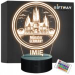 Lampka Nocna LED Statuetka Podróże Miasto Münster Niemcy na Prezent Grawer