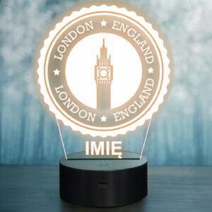 Lampka Nocna LED Statuetka Podróże Miasto Londyn Anglia na Prezent Grawer