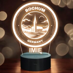 Lampka Nocna LED Statuetka Podróże Miasto Bochum Niemcy na Prezent Grawer v.2