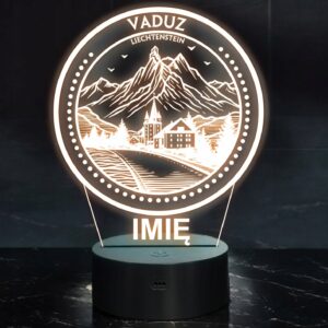 Lampka Nocna LED Statuetka Miasto Vaduz Liechtenstein na Prezent Grawer