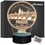Lampka Nocna LED Statuetka Miasto Praga Prague Czechy na Prezent Grawer