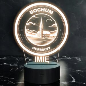 Lampka Nocna LED Statuetka Podróże Miasto Bochum Niemcy na Prezent Grawer v.2