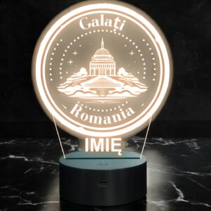 Lampka Nocna LED Statuetka Miasto Galati Gałacz Rumunia na Prezent Grawer