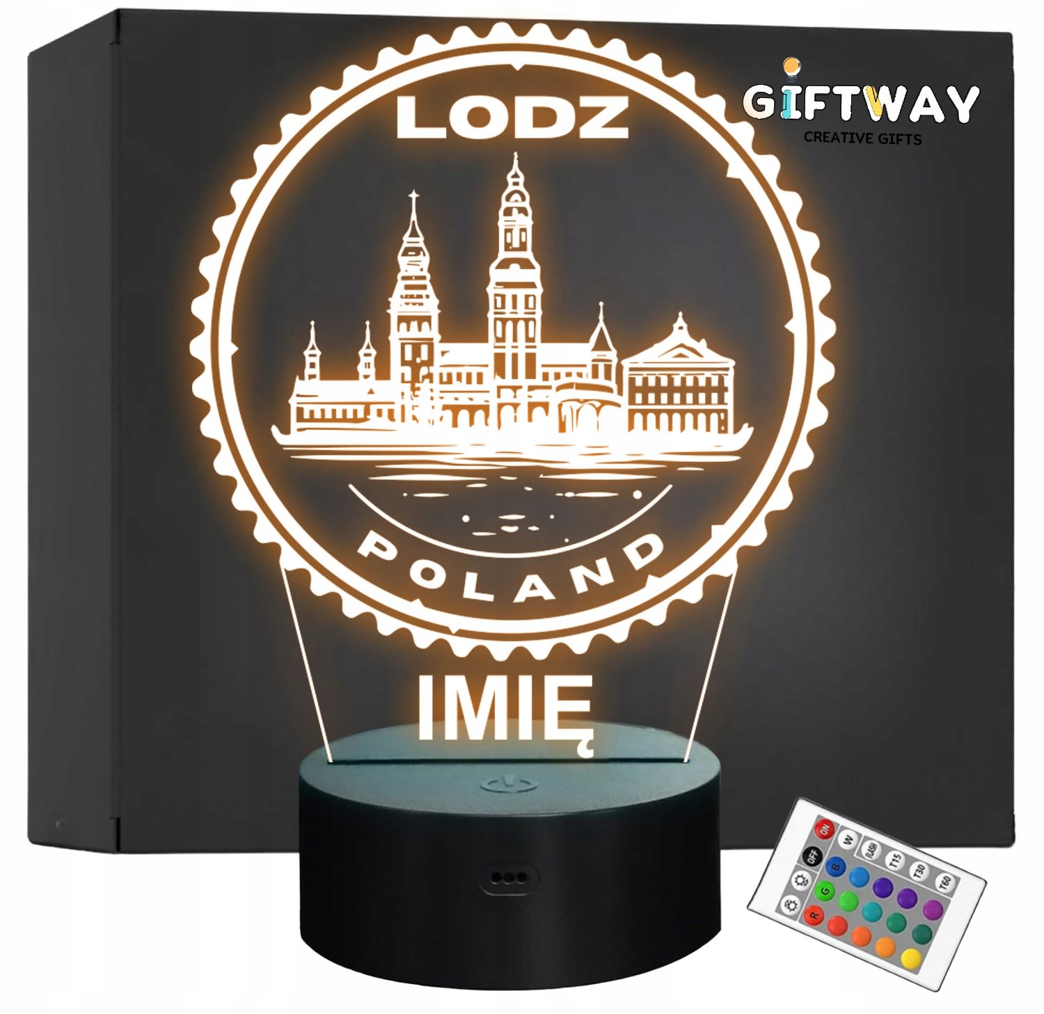 Lampka Nocna LED Statuetka Podróże Miasto Łódź Polska na Prezent Grawer Lampka Nocna LED Statuetka Podróże Miasto Łódź Polska na Prezent Grawer