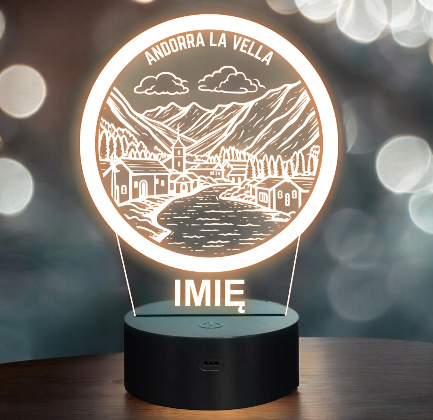 Lampka Nocna LED Statuetka Miasto Podróże andorra la vella Prezent Grawer Lampka Nocna LED Statuetka Miasto Podróże andorra la vella Prezent Grawer