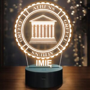 Lampka Nocna LED Statuetka Miasto Ateny Athens Grecja na Prezent Grawer