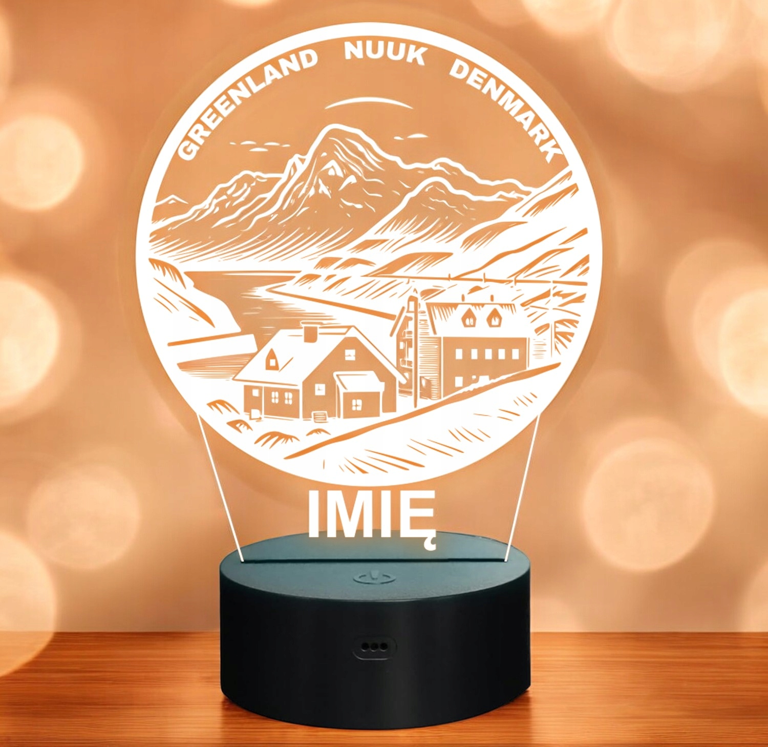 Lampka Nocna LED Statuetka Podróże Nuuk Grenlandia na Prezent Grawer Lampka Nocna LED Statuetka Podróże Nuuk Grenlandia na Prezent Grawer