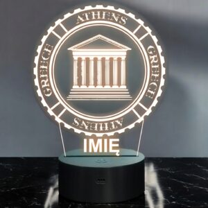 Lampka Nocna LED Statuetka Miasto Ateny Athens Grecja na Prezent Grawer