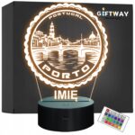 Lampka Nocna LED Statuetka Podróże Miasto Porto Portugalia Prezent Grawer