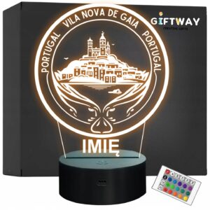Lampka Nocna LED Podróże Miasto Vila Nova de Gaia Portugalia Prezent Grawer