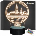 Lampka Nocna LED Statuetka Podróże Miasto Hanover Niemcy na Prezent Grawer