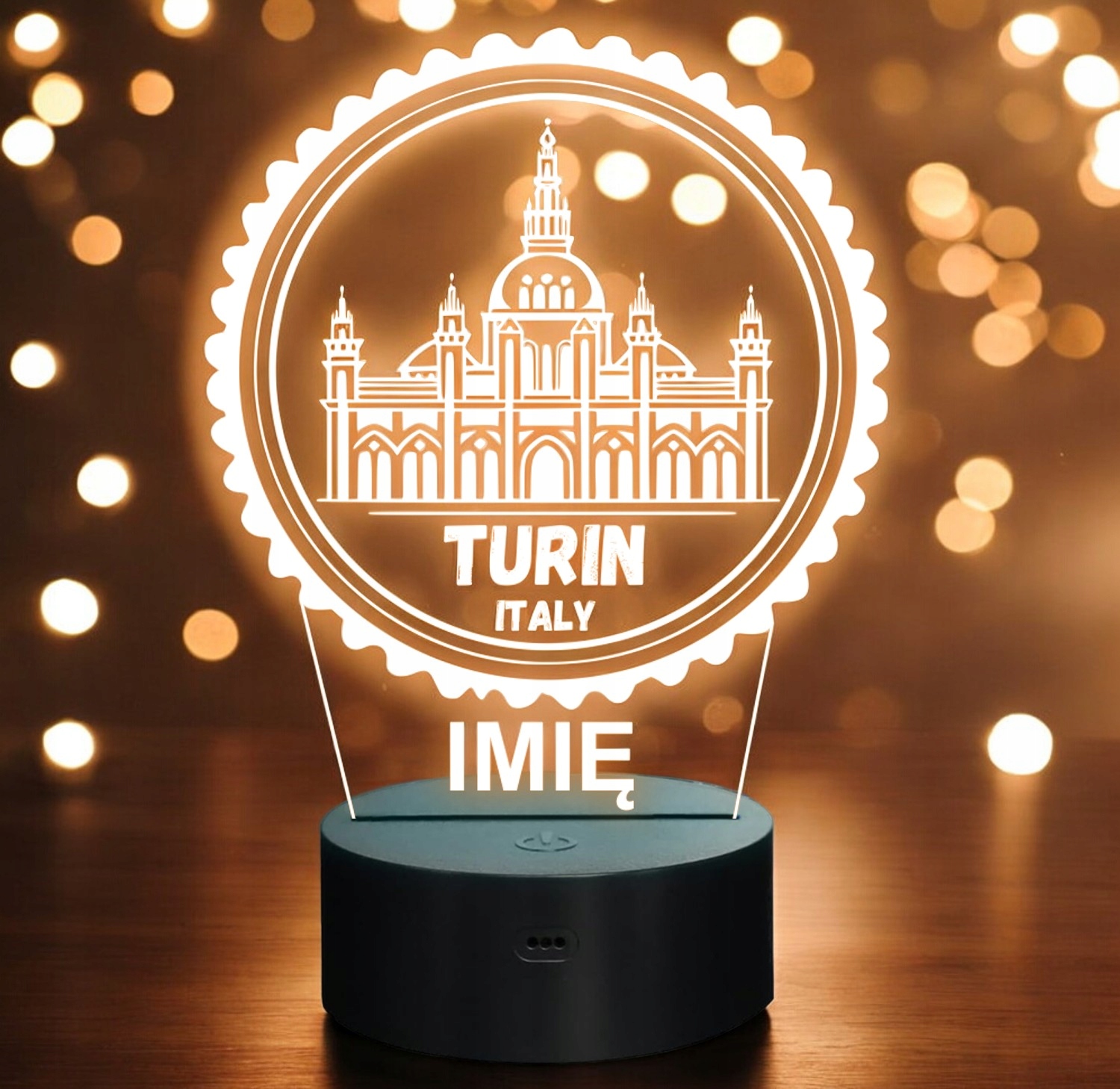 Lampka Nocna LED Statuetka Podróże Miasto Turin Włochy na Prezent Grawer v.2 Lampka Nocna LED Statuetka Podróże Miasto Turin Włochy na Prezent Grawer v.2