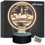 Lampka Nocna LED Statuetka Podróże Miasto Bydgoszcz Polska Prezent Grawer