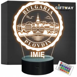 Lampka Nocna LED Statuetka Miasto Plovdiv Bułgaria na Prezent Grawer