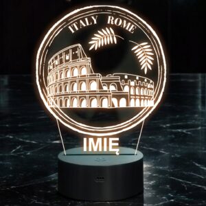 Lampka Nocna LED Statuetka Koloseum Miasto Rome Rzym Włochy Prezent Grawer