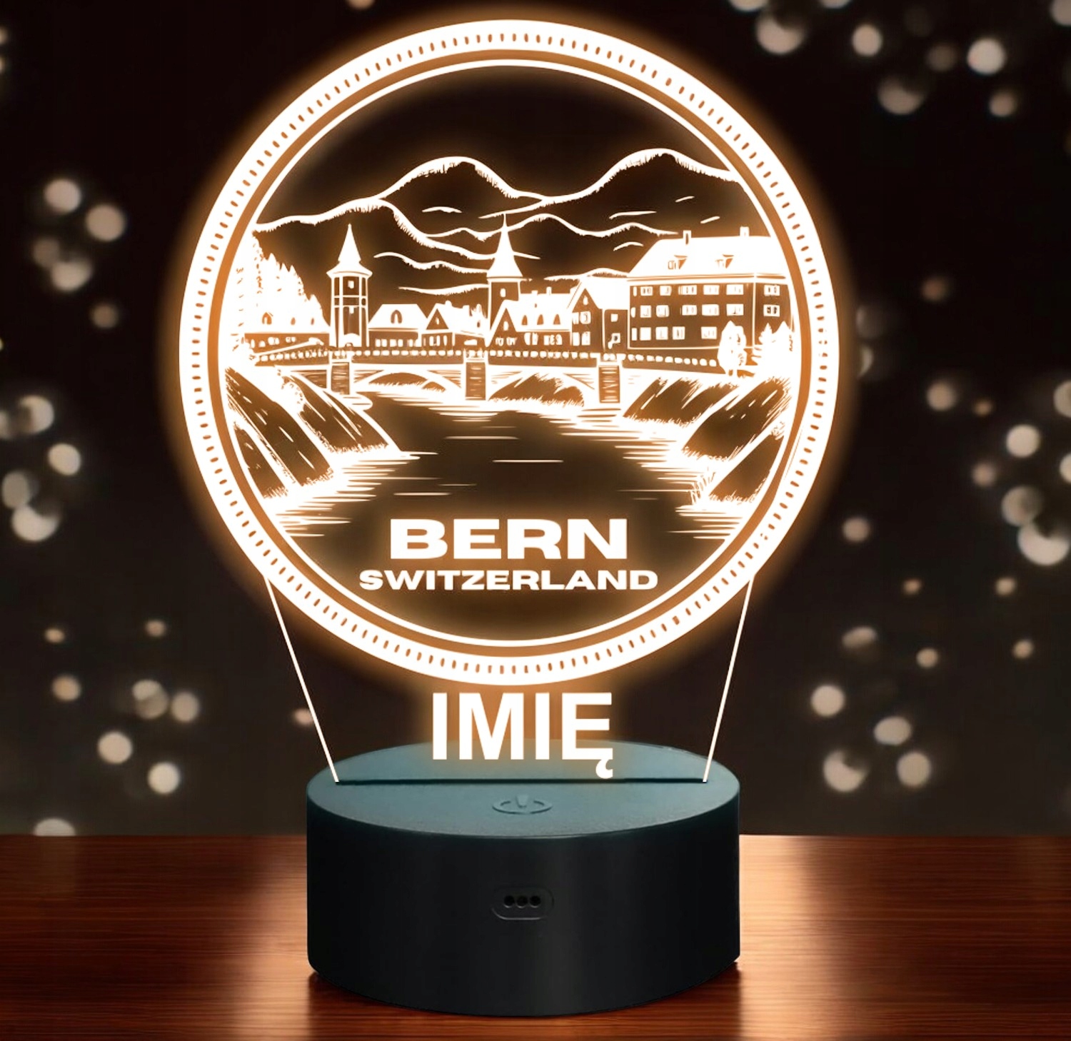 Lampka Nocna LED Statuetka Podróże Miasto Bern Szwajcaria Prezent Grawer Lampka Nocna LED Statuetka Podróże Miasto Bern Szwajcaria Prezent Grawer
