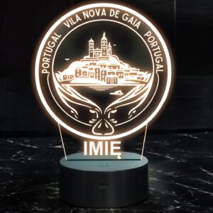 Lampka Nocna LED Podróże Miasto Vila Nova de Gaia Portugalia Prezent Grawer